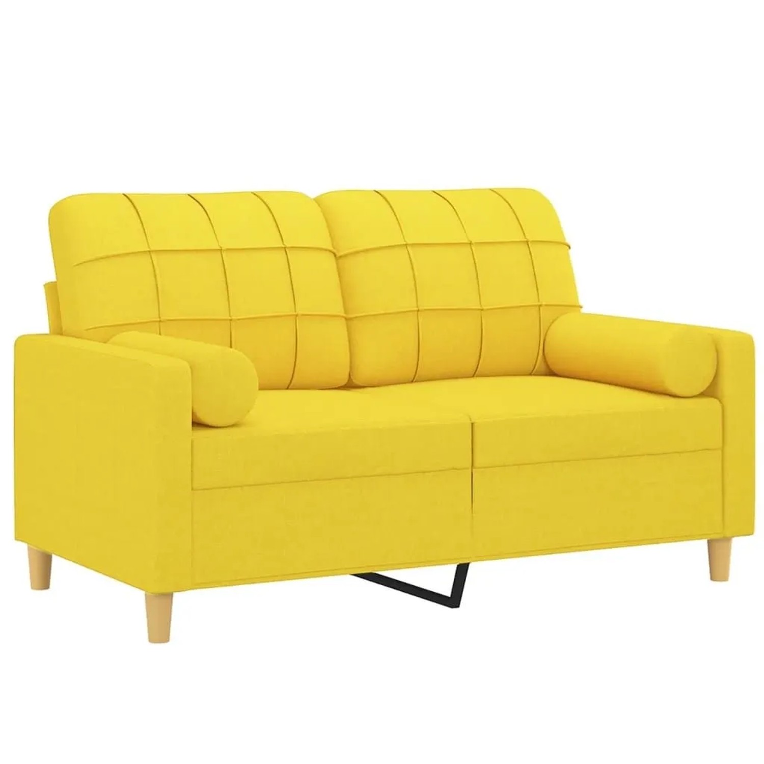 vidaXL 2-Sitzer-Sofa mit Zierkissen Hellgelb 120 cm Stoff 3200779 günstig online kaufen