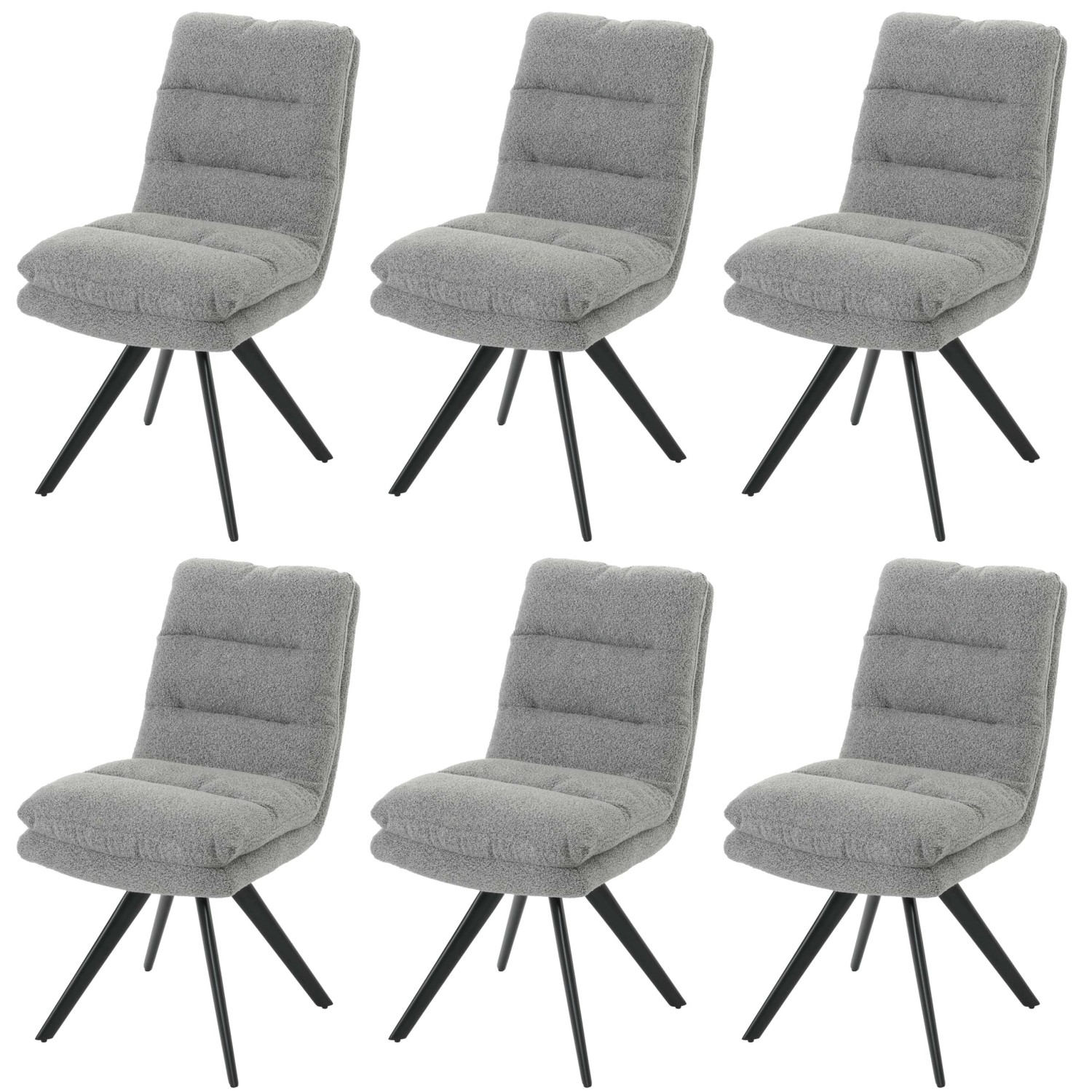 MCW Esszimmerstuhl G66 Boucle 6er-Set Hellgrau günstig online kaufen