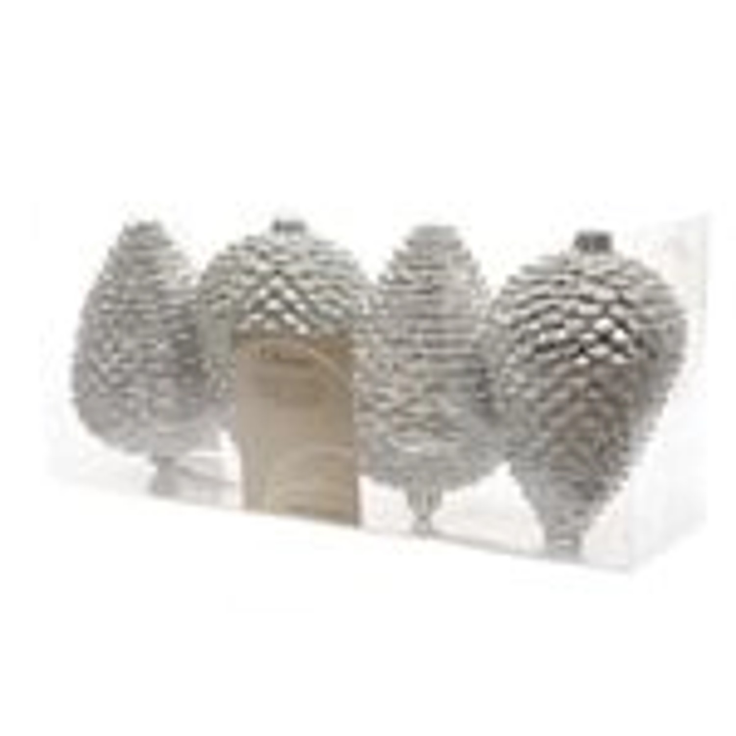 Kaemingk Christbaumschmuck Zapfen Bruchfest 7 cm H 12 cm 4 Stueck Silber