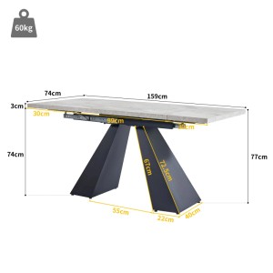 Merax Essgruppe 5-Teilig 160x80 Grau Grau Samtstühle