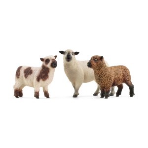 Schleich Schaffreunde Set: 3 detailgetreue, handbemalte Spielfiguren – Hampshire Schaf und Southdown Babydoll Schafe.
