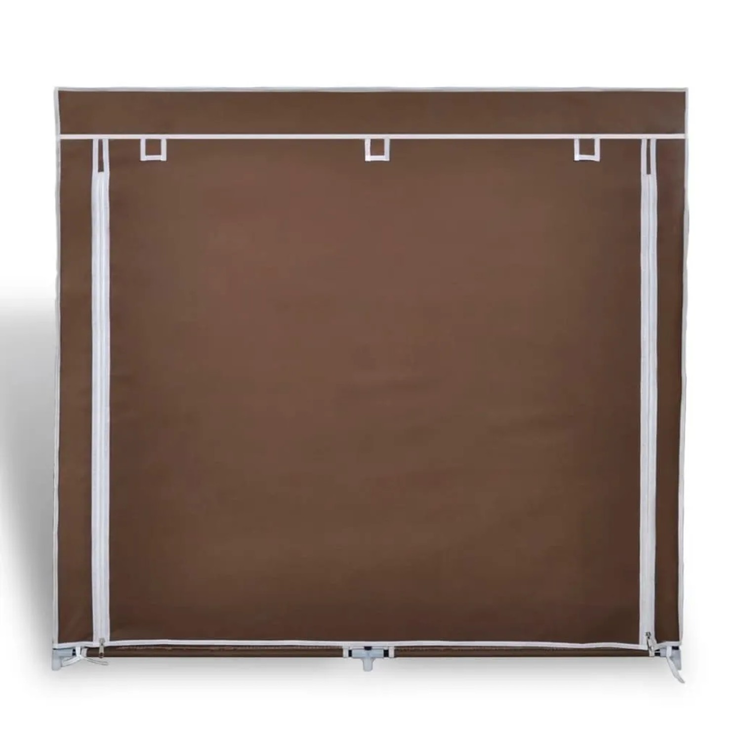 Brauner vidaXL Schuhschrank mit Stoffabdeckung, 115x28x110 cm. Schuhkommode mit Reißverschluss.