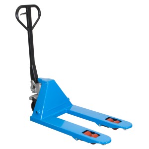 Blauer Güde Gabelhubwagen GHW 2500-80 PU mit Polyurethanrädern für den Transport von Lasten.