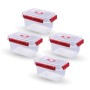 4er-Pack Bestlivings Frischhalteboxen, 1,5L, rote Details, ideal als Lunchboxen.