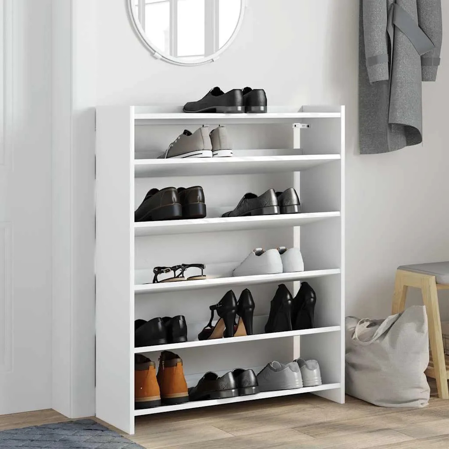 vidaXL Schuhregal Weiß 80x25x100 cm Holzwerkstoff 859896_3