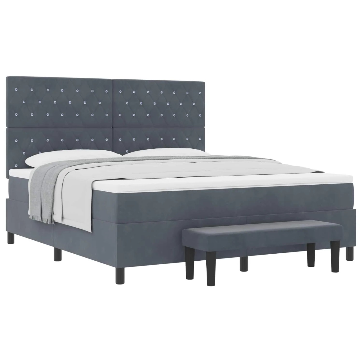 vidaXL Boxspringbett mit Matratze Dunkelgrau 180 x 200 cm Samt 3344463