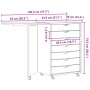 vidaXL Rollwagen Schreibtisch MOSS, Klarlack, Kiefer massiv, 7 Schubladen, 105,5x39x74,5 cm.