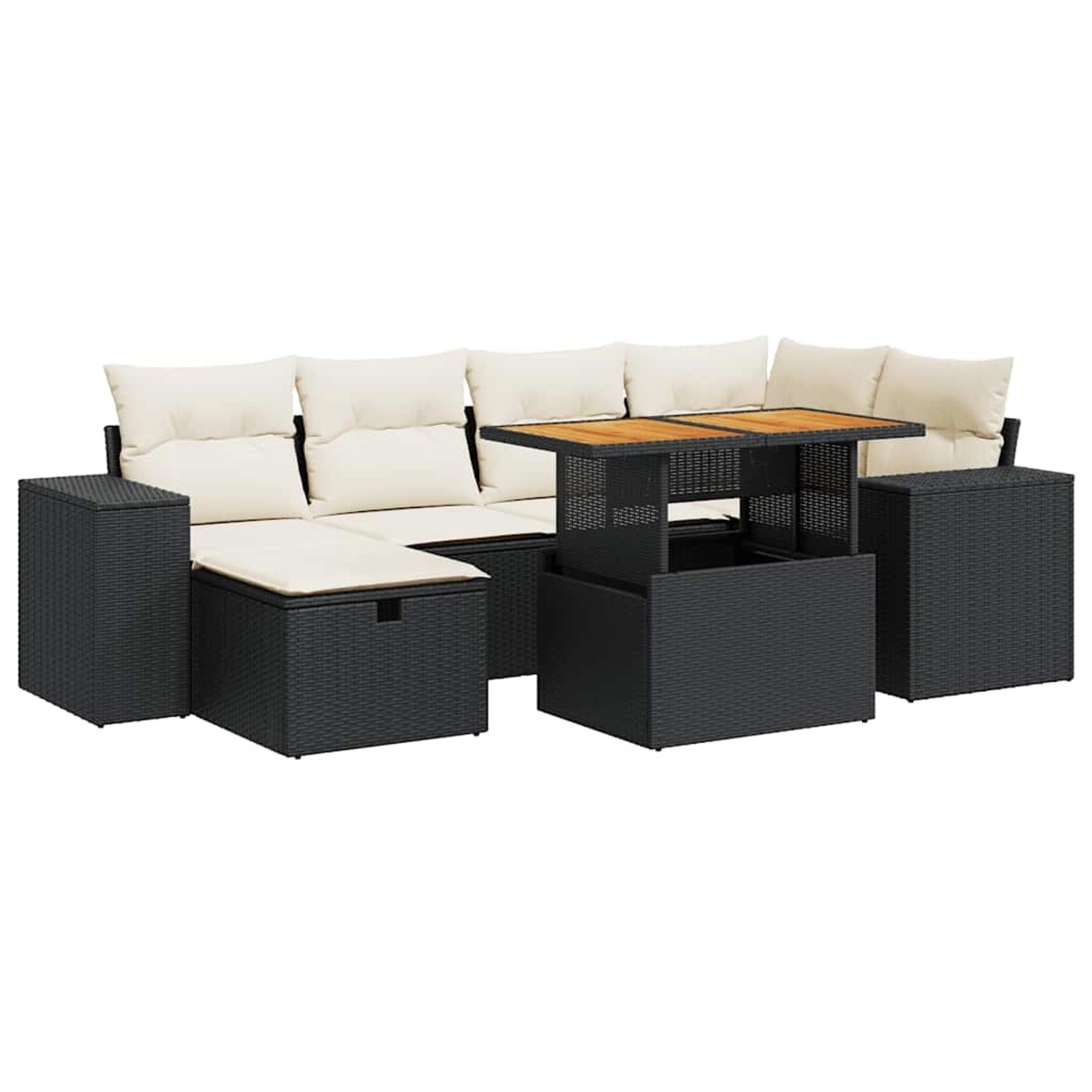 vidaXL 8-Tlg Garten-Sofagarnitur mit Kissen Schwarz Poly Rattan 3328085 günstig online kaufen