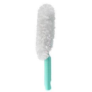 Leifheit Staubwedel Superduster mit weißem Mikrofaser-Puschel und mintgrünem Griff.