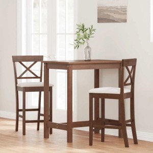 vidaXL Barhocker mit Kissen 2 Stk Braun Massivholz Gummibaum 4102547