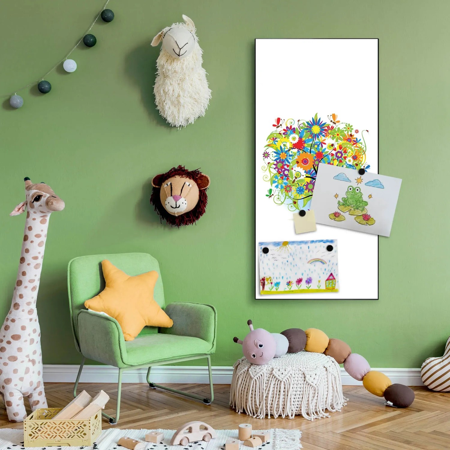 Banjado Magnettafel 78x37 Cm – Magnetwand Mit Eulen-Motiv, Inkl. 4 Magneten, Für Küche & Büro