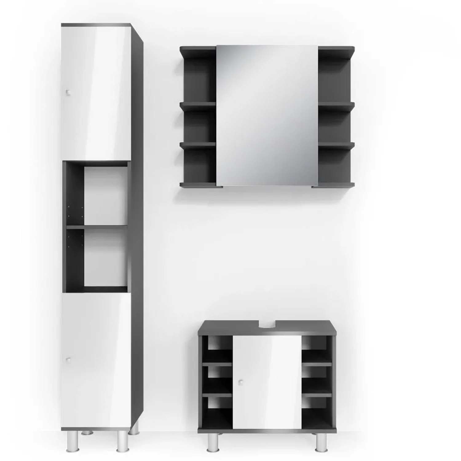 Vicco Badmöbel-Set Fynn Anthrazit 60 x 54 3-teilig