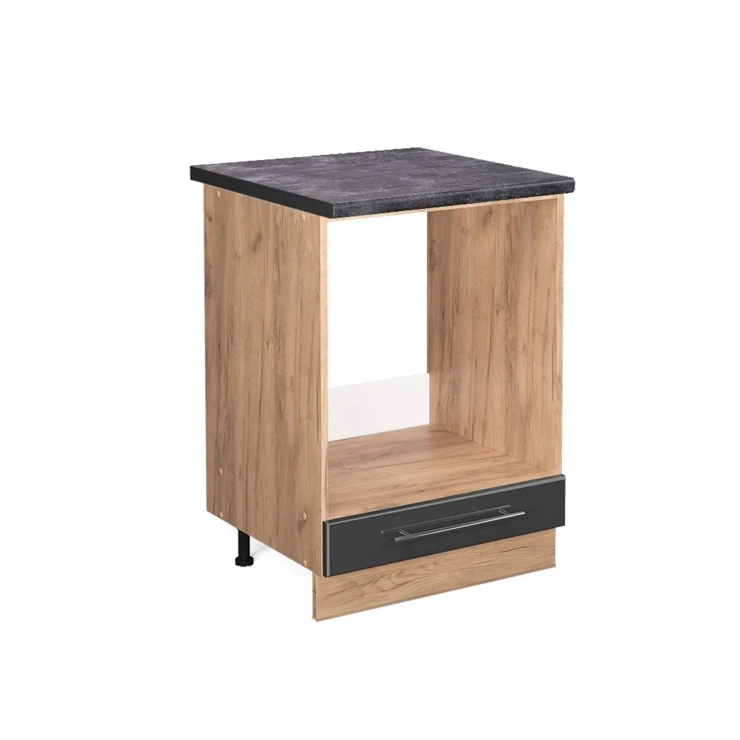 Vicco Herdumbauschrank Fame-Line Anthrazit Hochglanz Goldkraft Eiche 60 cm AP Anthrazit
