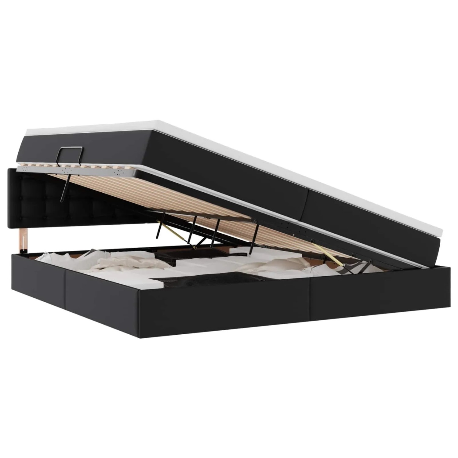 vidaXL Aufbewahrungsbett mit Matratze Schwarz 200 x 200 cm Kunstleder 3370409