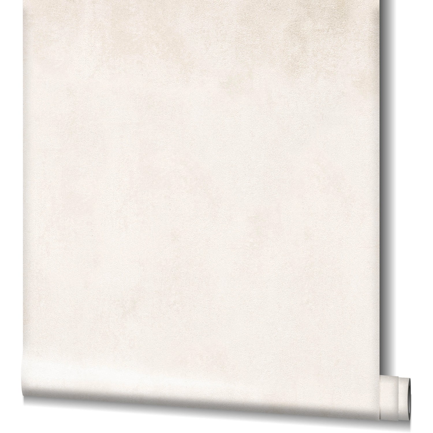 Schöner Wohnen Vliestapete in Kalkputzoptik, Uni Hellbeige, aufgerollt.