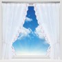 Arsvita Gardinenset, weinrot mit Blumenmuster, Satin, 140x120cm. Transparenter Fenstervorhang mit Stangendurchzug.