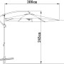 Technische Zeichnung Gartenfreunde Ampelschirm Ø 300 cm, Maße und Details.