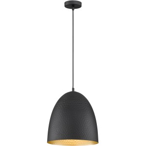 Schwarze Fischer & Honsel Pendelleuchte Mylon mit goldfarbener Innenseite.