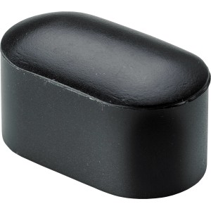 Schwarze Hettich Kunststoff-Fußkappe für ovale Rohre, 38x20 mm, zum Schutz von Möbeln und Böden.