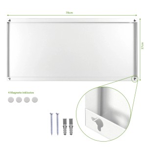 Weiße Banjado Magnettafel 78x37cm mit Rainbird Motiv, inkl. 4 Magnete und Montagematerial.