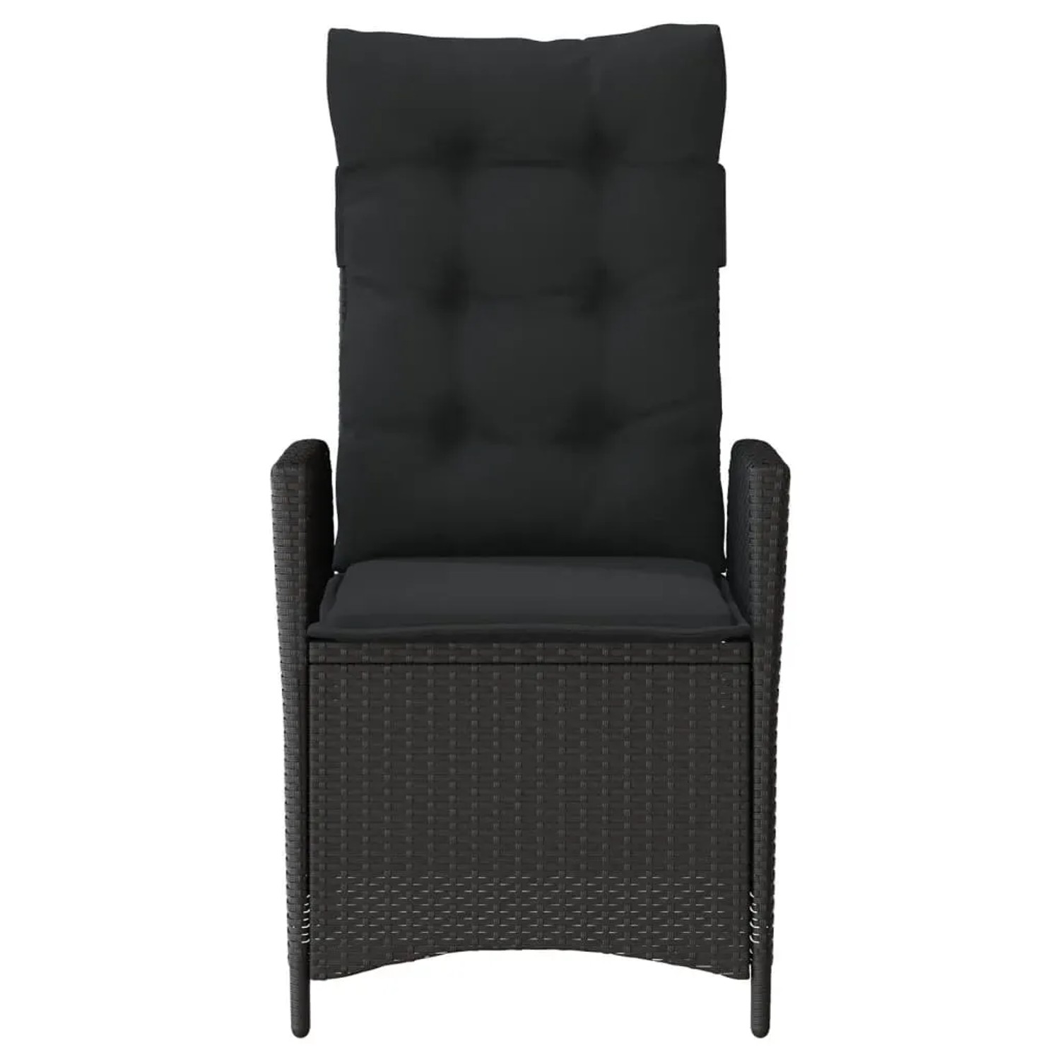Verstellbarer, schwarzer vidaXL Gartensessel aus Poly Rattan mit Kissen, 2er-Set.