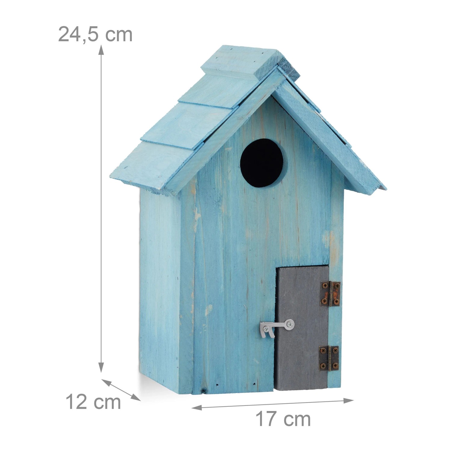 Relaxdays Nistkasten Holz Blau Abschließbar 24,5 cm x 17 cm x 12 cm 0,5 kg_3