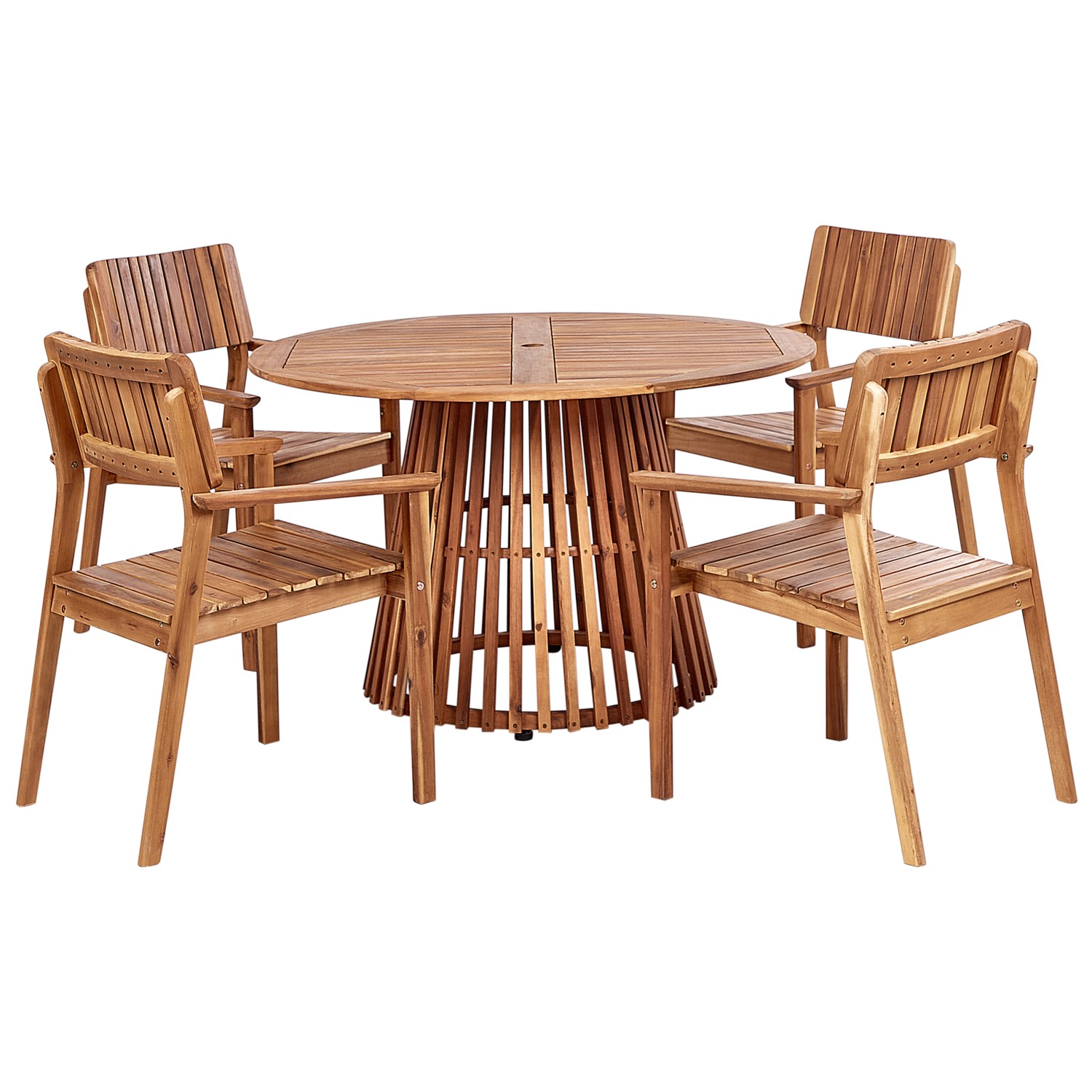 Beliani Gartentisch mit 4 Stühlen AGELLO Heller Holzfarbton günstig online kaufen