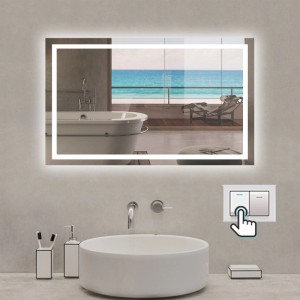 Aica Sanitär Badspiegel 140x80 cm mit LED-Beleuchtung, kaltweiß und beschlagfrei.