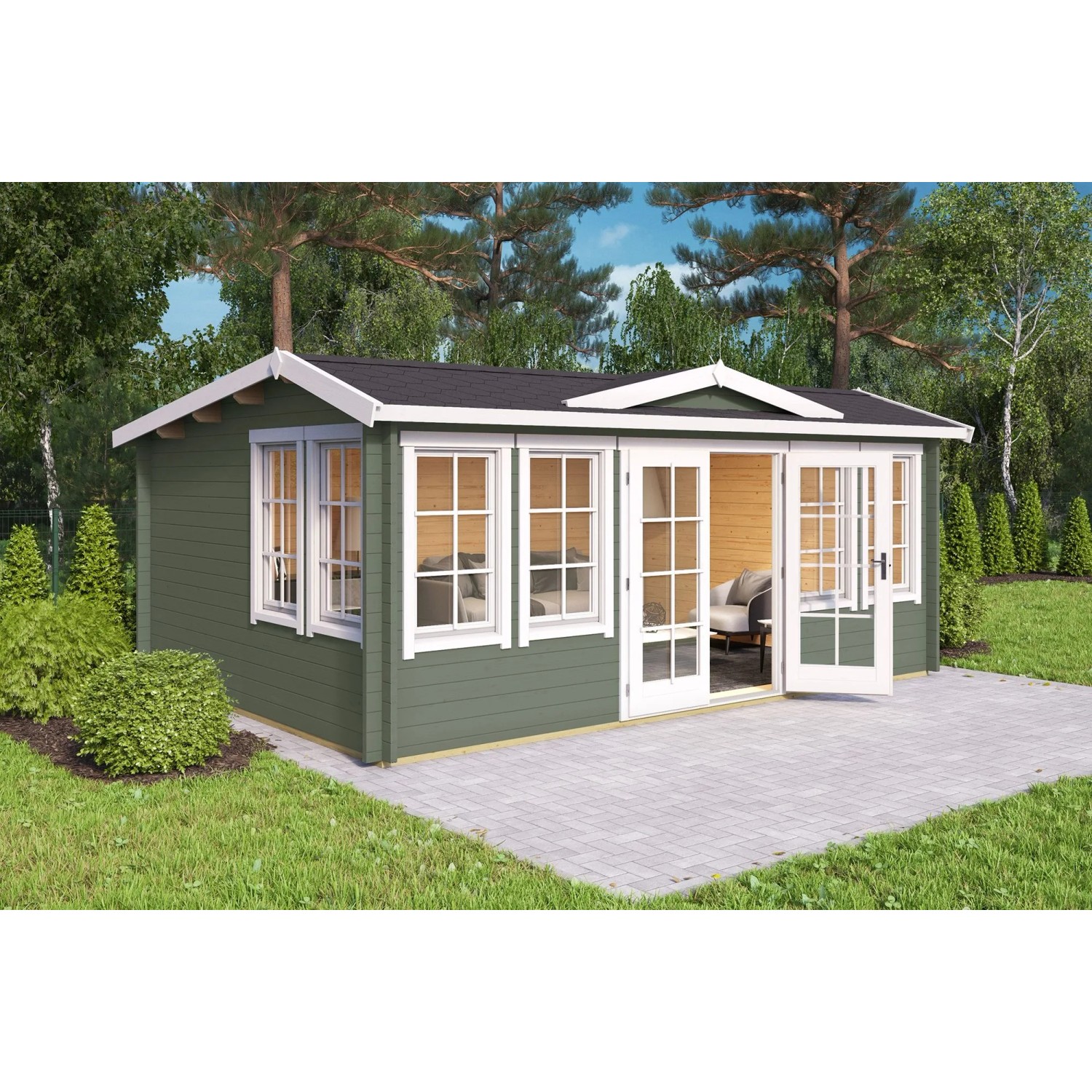 Lasita Gartenhaus Balmoral 44 Grau-Grün 530 cm x 380 cm