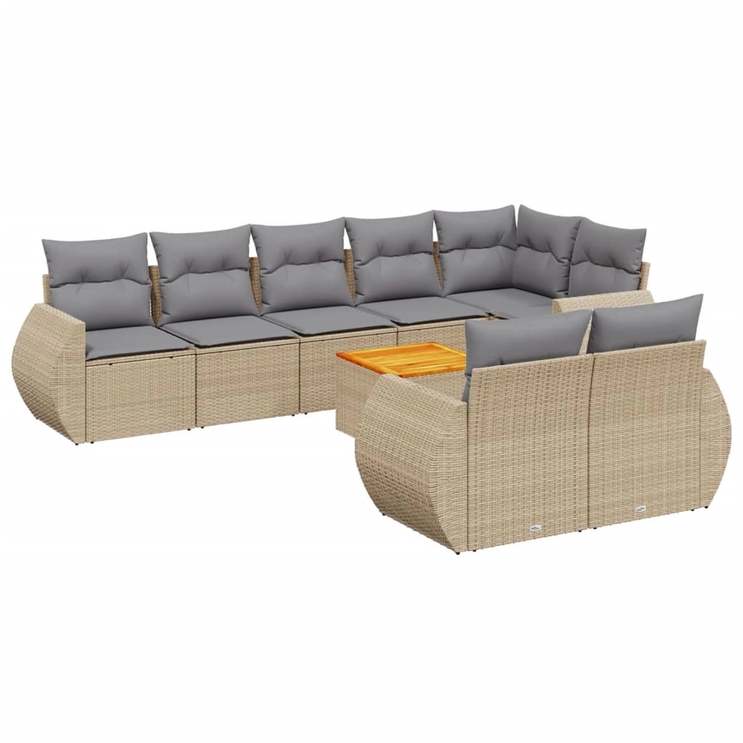 vidaXL 9-Tlg Garten-Sofagarnitur mit Kissen Beige Poly Rattan 3225093 günstig online kaufen