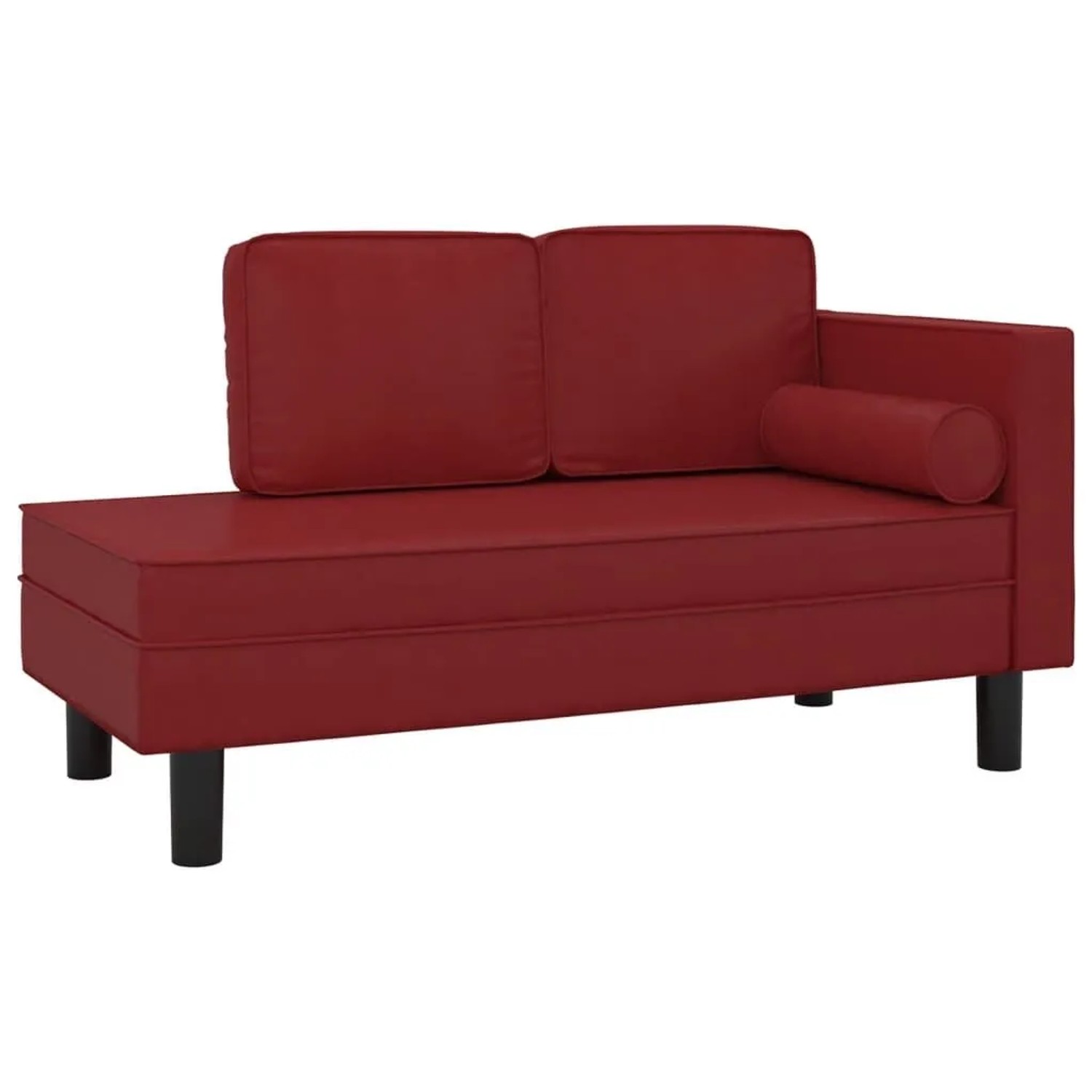 vidaXL Chaiselongue mit Kissen und Nackenrolle Weinrot Kunstleder 340699