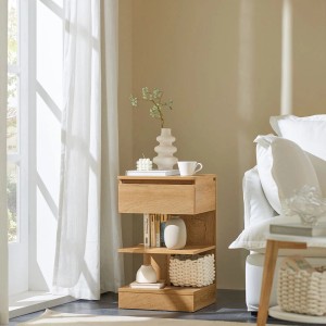 SoBuy 2er Set Nachttische FBT49-Nx2, naturfarben, mit Schublade und Ablagen.