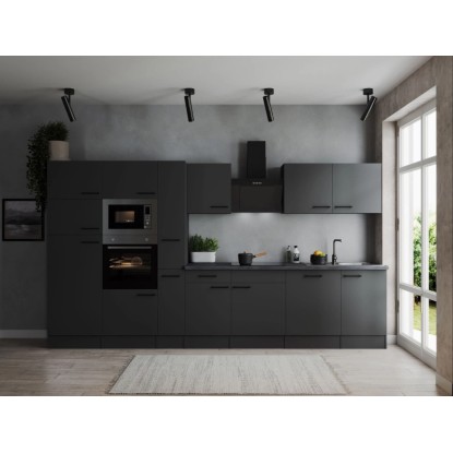 Respekta Küchenzeile Oliver 370 cm Grau Matt