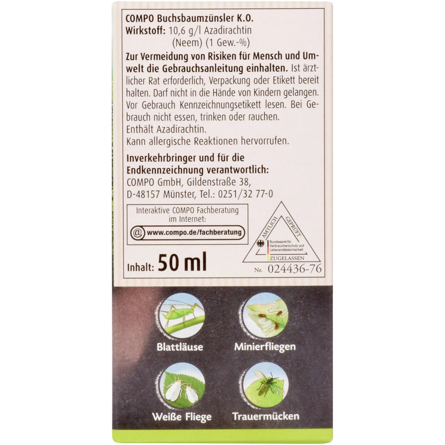 Compo Buchsbaumzünsler K.O. 50ml: Mittel gegen Buchsbaumzünsler und andere Schädlinge.