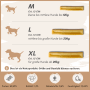 Supravit Yak Kaukäse Größenvergleich: M, L, XL für Hunde unterschiedlicher Größe.