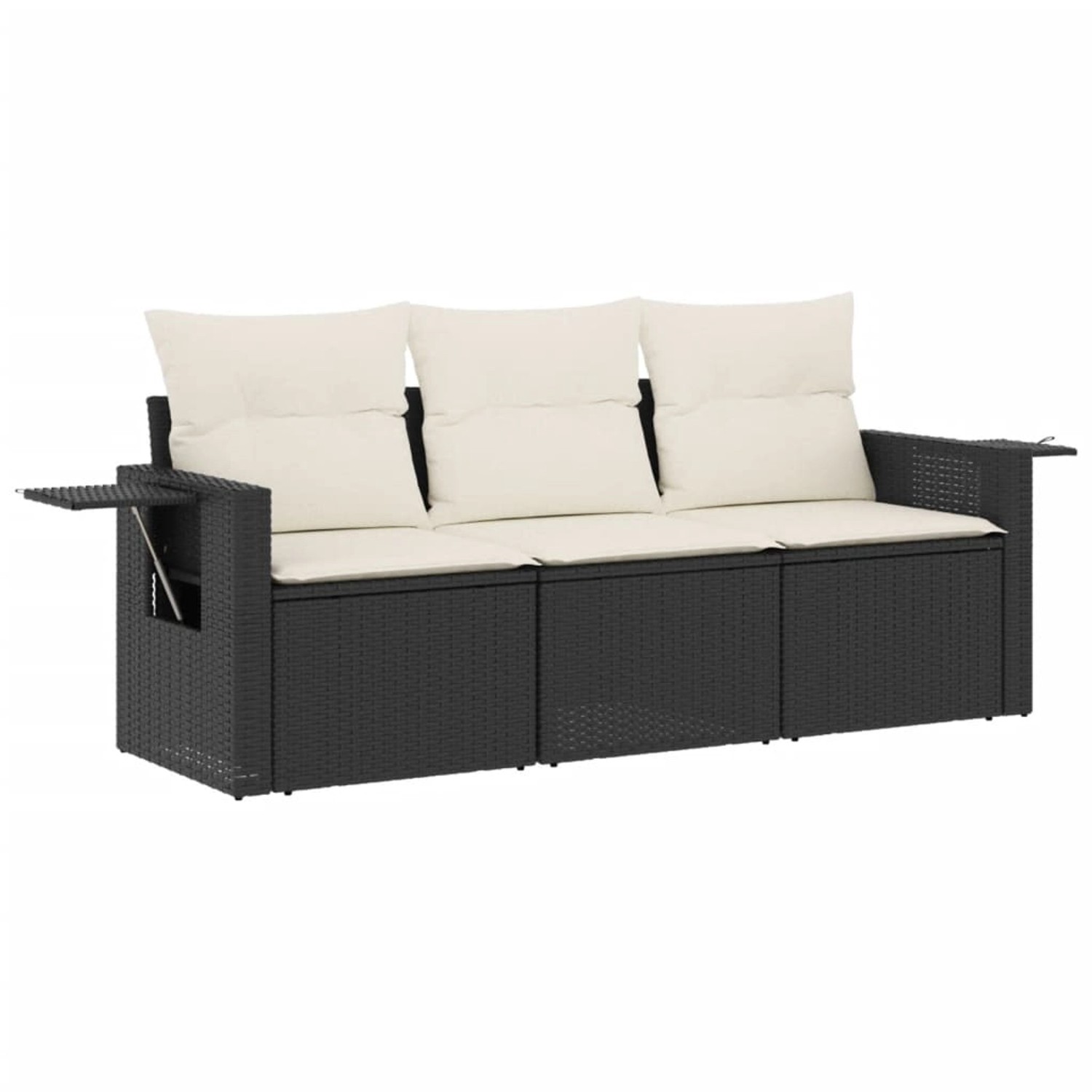vidaXL 3-Tlg Garten-Sofagarnitur mit Kissen Schwarz Poly Rattan 3219855 günstig online kaufen