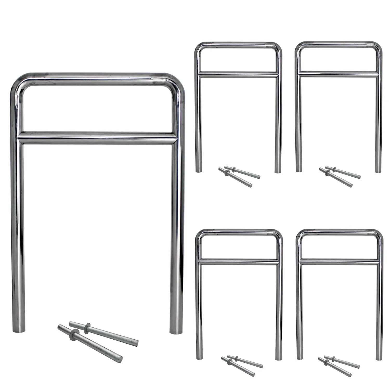 TRUTZHOLM 5x Fahrradanlehnbügel 118 x 78 cm Edelstahl Durchmesser 60 mm Grau Typ H