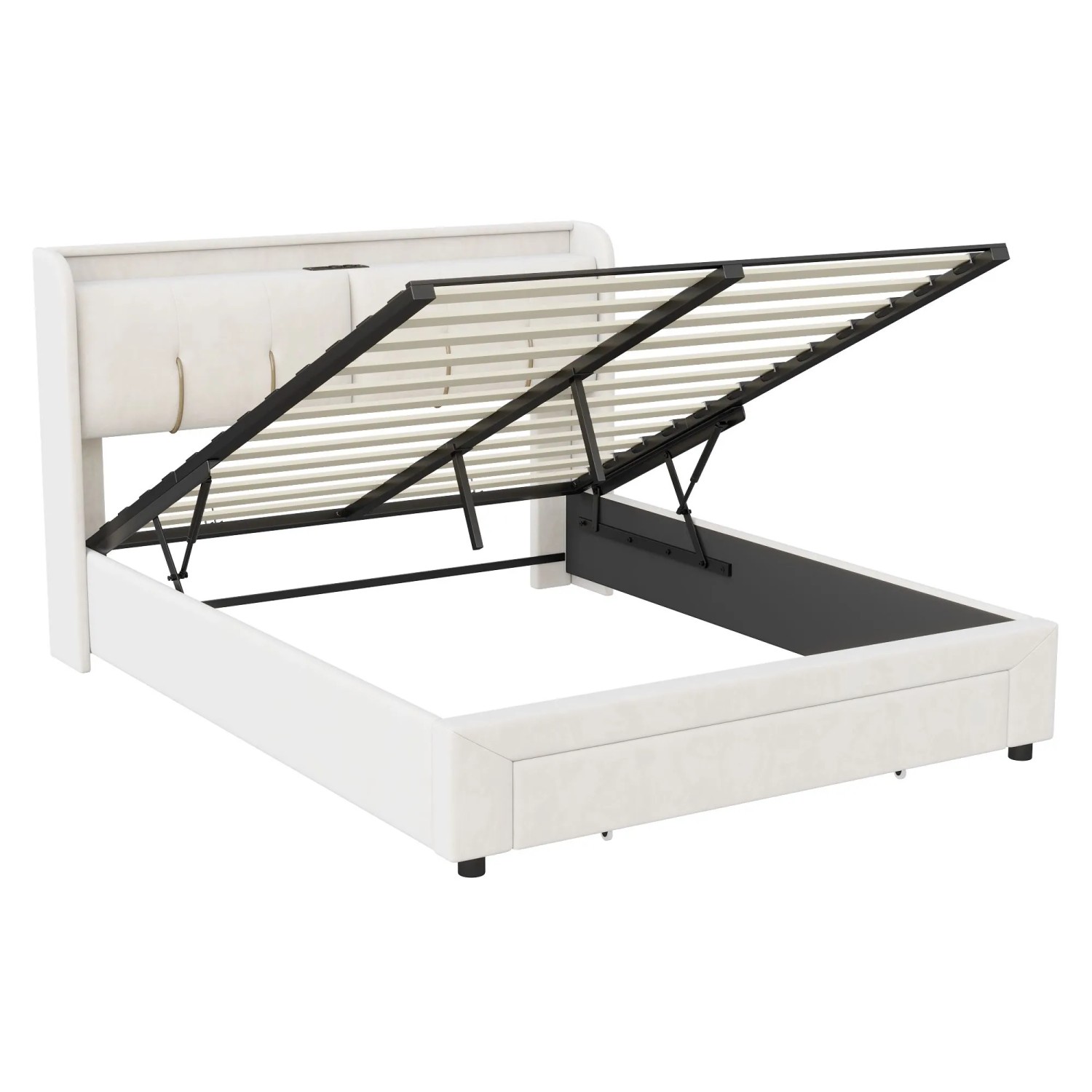 PXloue Schubladenbett Polsterbett mit Stauraum&Ladestation in Weiß 140x200c günstig online kaufen