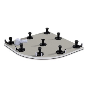 AICA Viertelkreis Duschwanne Set mit Stellfüßen, Ablaufgarnitur und Schürze für 90x90 cm Duschtasse.