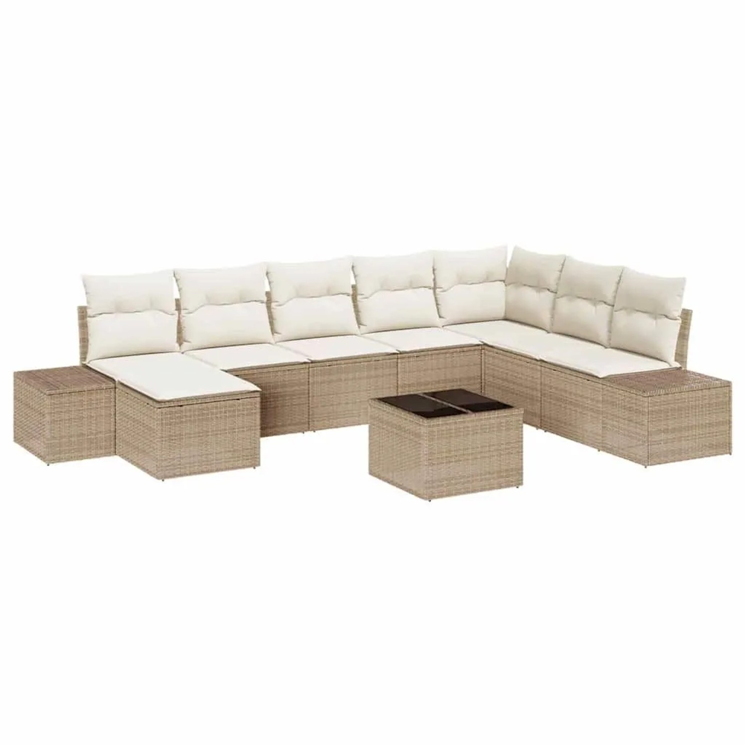vidaXL Gartensofa-set mit Kissen 9-Tlg Beige Poly-Rattan 3347191 günstig online kaufen