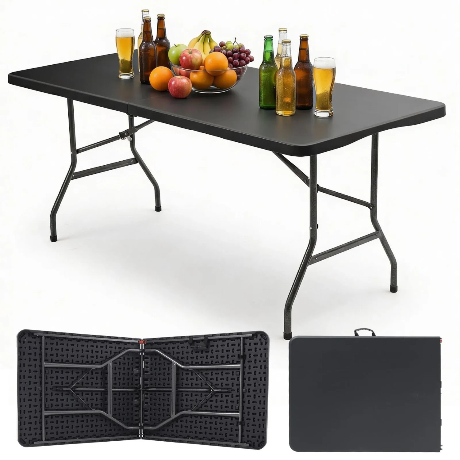 Sekey Klapptisch Campingtisch Klappbar Kunststoff 150cm Schwarz
