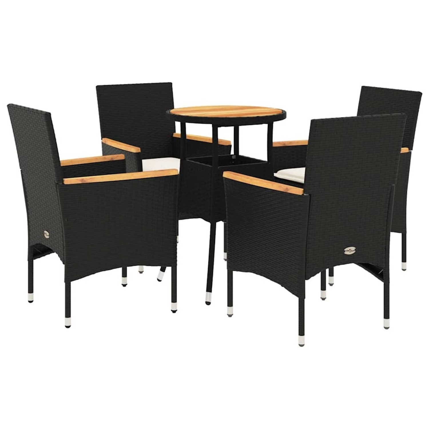 vidaXL 5-Tlg Garten-Essgruppe mit Kissen Schwarz Poly Rattan Akazie 3278718 günstig online kaufen