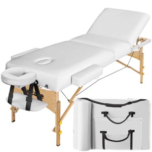 Tectake 3 Zonen Massageliege  Breite 70 cm  Polsterung 10 cm Inklusive Tragetasche  218 x 102 x 90 cm Weiß