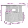 vidaXL Garten-Sofagarnitur, 9-teilig, hellgrau, Poly Rattan, mit Maßangaben.
