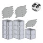 PROREGAL Spar Set: 10 graue Euroboxen mit Deckel und Schnappverschlüssen, 22x30x40 cm.