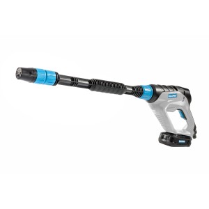 Gloria Akku-Mitteldruckreiniger MultiJet 18V Set mit Akku, Verlängerungslanze und Multifunktionsdüse.