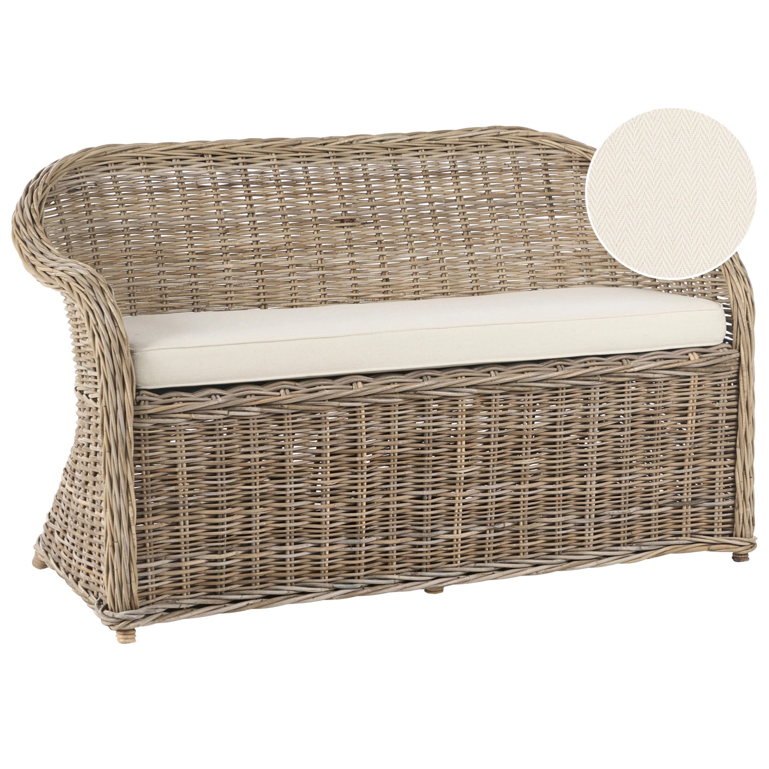 Beliani Gartensofa Naturfarben Weiss 69x141x86