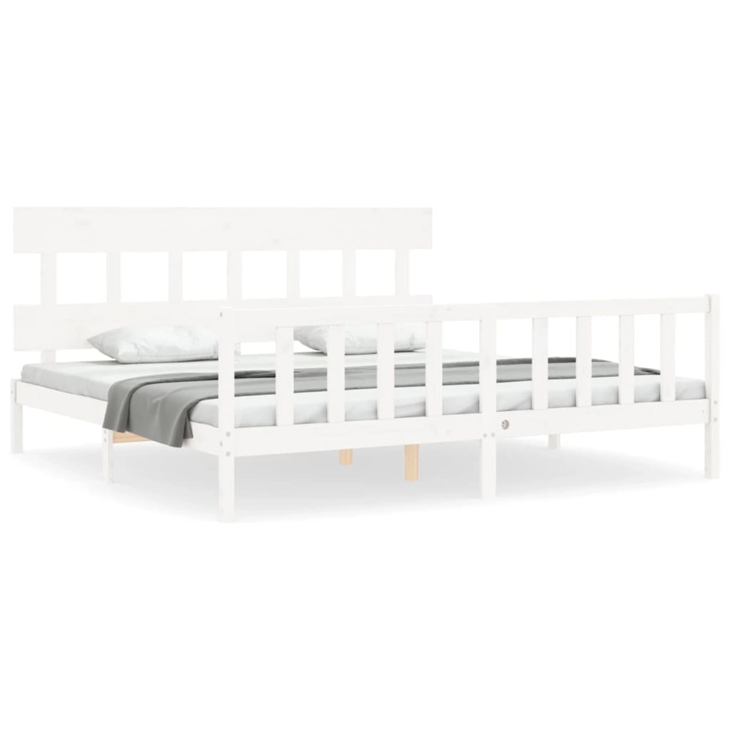 vidaXL Massivholzbett ohne Matratze Weiß 200x200 cm Kiefernholz 3193357 günstig online kaufen