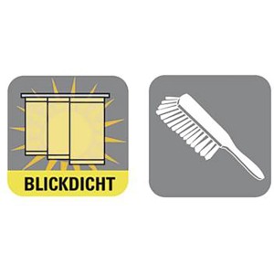 Symbolbild: Gardinia Schiebevorhang Natur Weiß blickdicht und Reinigungsbürste.