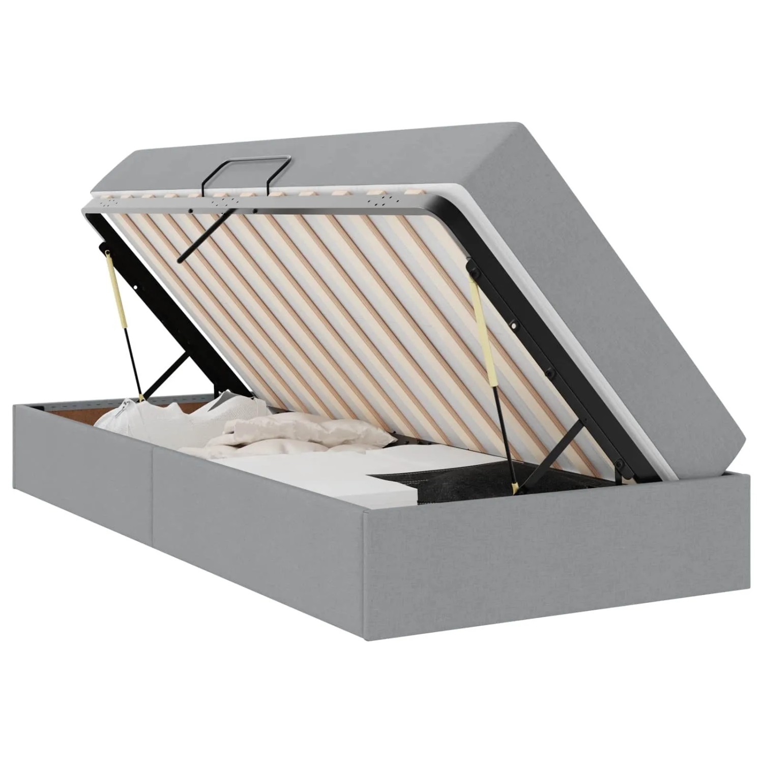 vidaXL Aufbewahrungsbett mit Matratze Hellgrau 90 x 200 cm Polyester 3399634